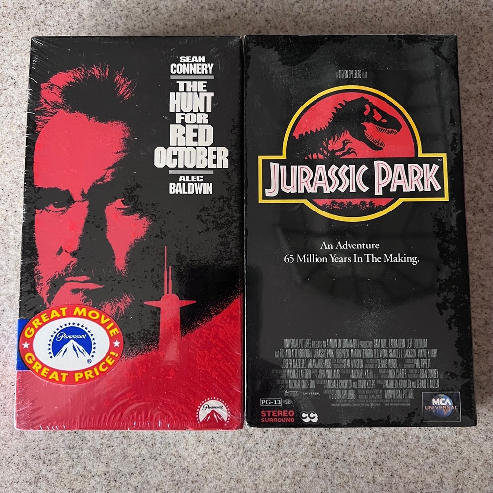 The Hunt for Red October & Jurassic Park VHS Set NEW never opened